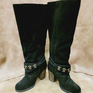 NWOB  Black Suede Heeled Boots